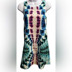 OOTD size XS Tropical Print Sleeveless Dress in Teal & Pink
